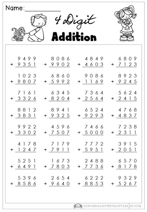 4 digit number addition worksheet|Addition 4 Digit Worksheets 3rd Grade .